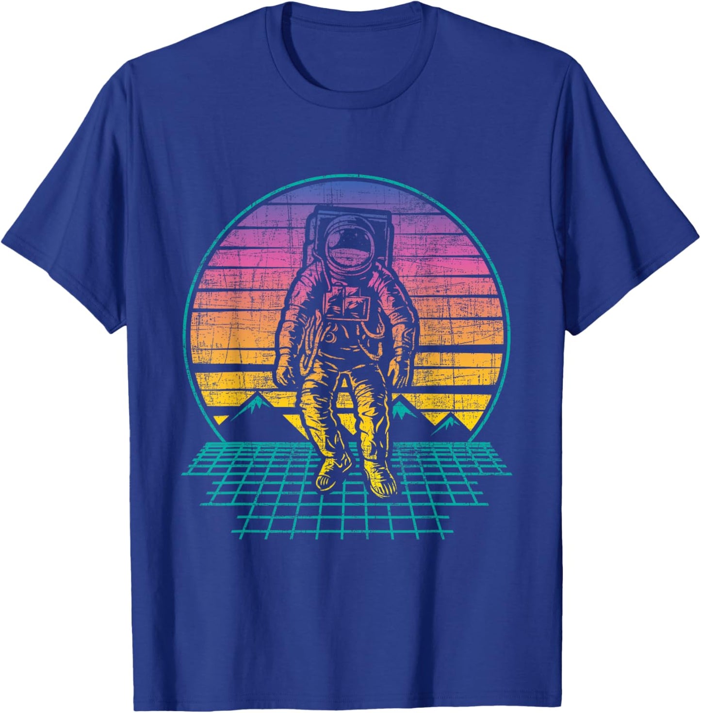 Retro Vintage Astronaut - Spaceman Universe Planets Galaxy T-Shirt - T-Shirt | Royal