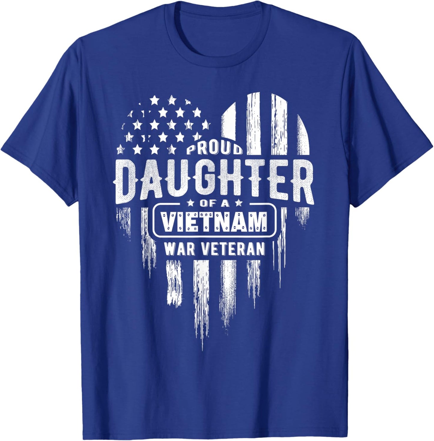 Proud Daughter Vietnam Vet Dad Veterans Day American Flag T-Shirt - T-Shirt | Royal