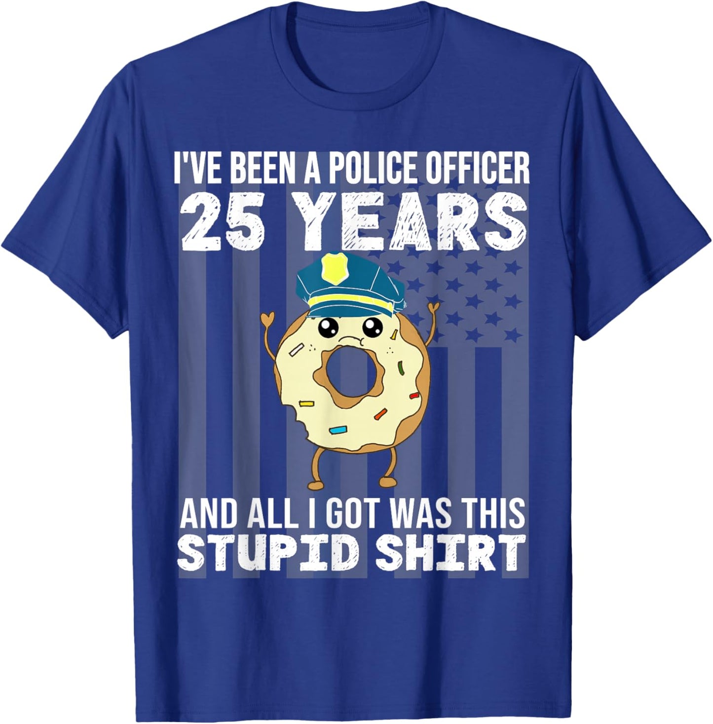 25 Year Police Officer Anniversary 25 Years of Service T-Shirt - T-Shirt | Royal