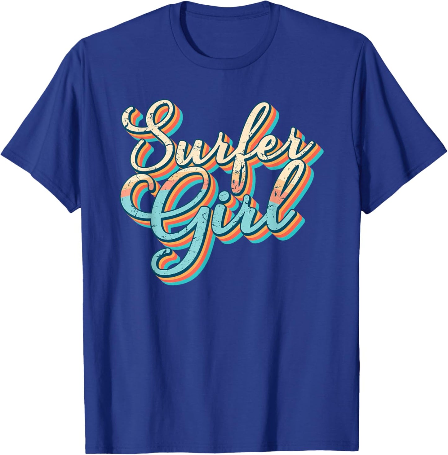 Surfer Girl Women Girls Beach Summer Cool Surfing Retro Surf T-Shirt - T-Shirt | Royal
