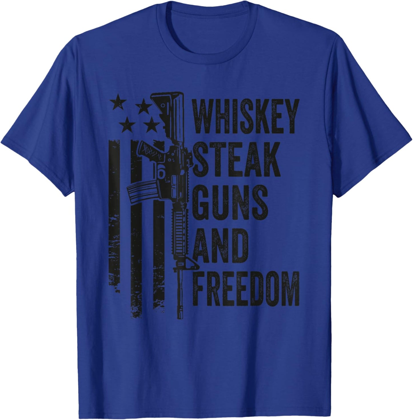 Whiskey Steak Guns & Freedom - Funny Gun BBQ Grill Camo Flag T-Shirt - T-Shirt | Royal