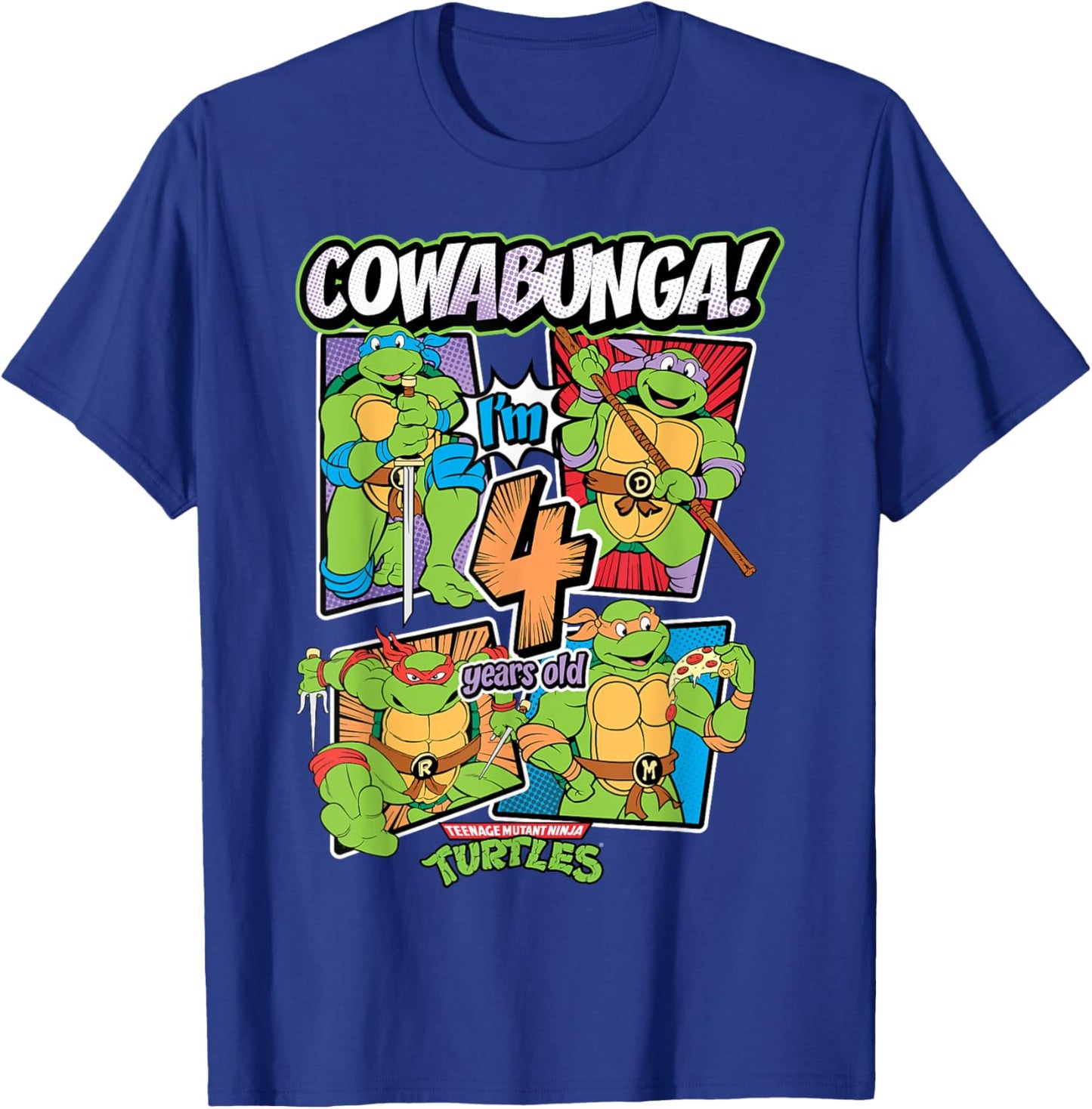 Mademark x Teenage Mutant Ninja Turtles - Cowabunga I'm 4 Years Old Teenage Mutant Ninja Turtles T-Shirt - T-Shirt | Royal