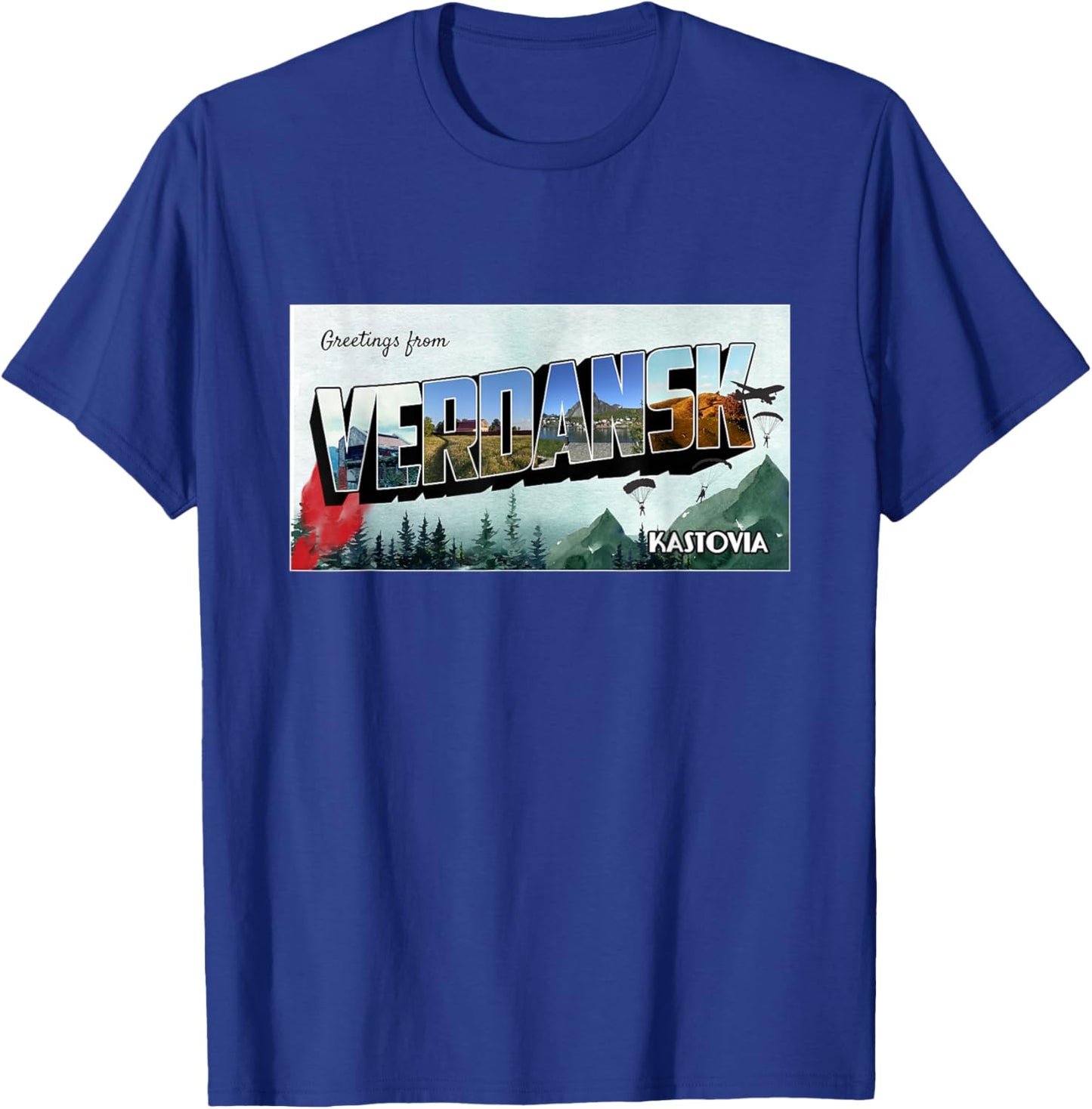 Warzone Gaming in Verdansk for crews & gamers - Men's Black Modern - Small - Short Sleeve - Crew Collar - Straight Hemline - Cotton 65%, Polyester 35% T-Shirt - T-Shirt | Royal