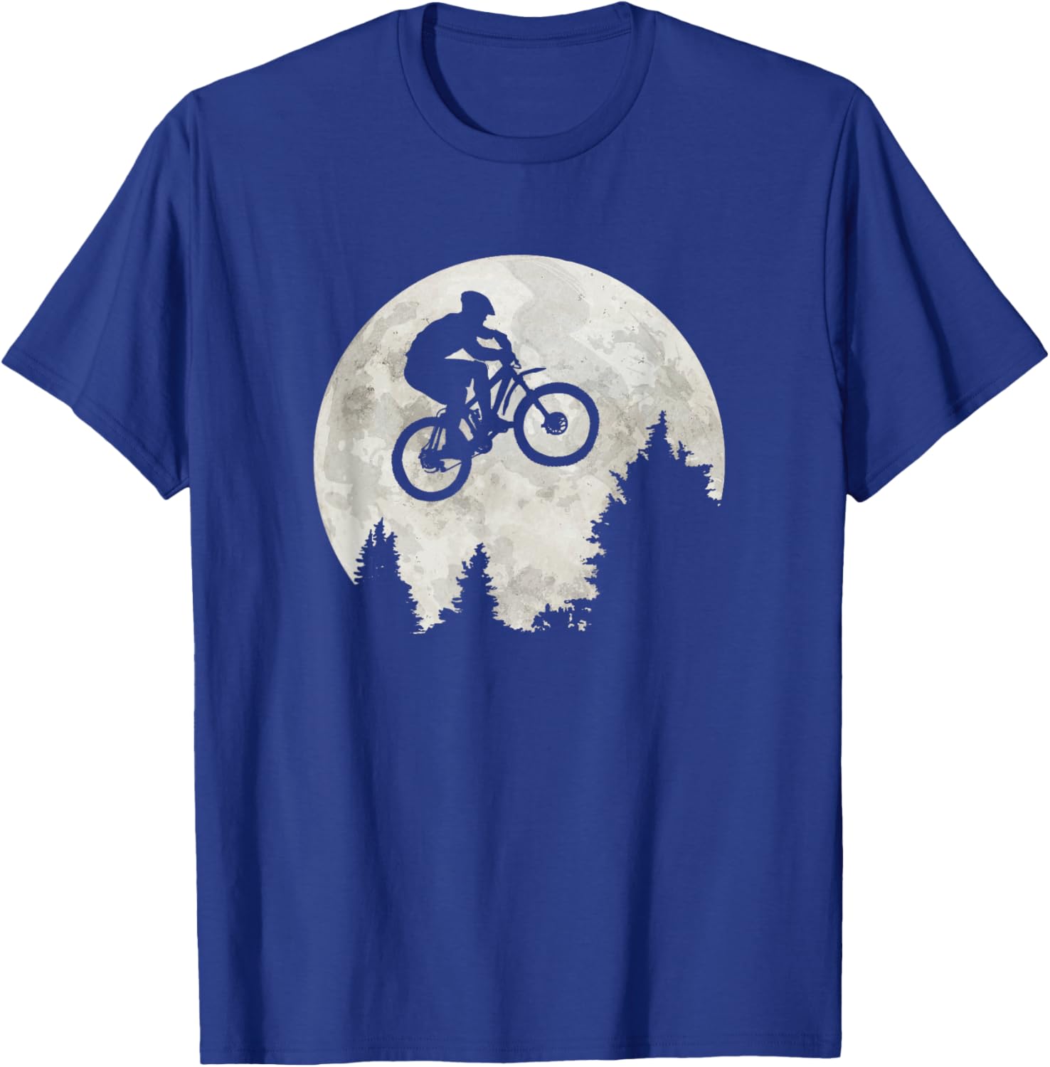 Mountain Bike moon jump funny MTB in Forest T-Shirt - T-Shirt | Royal