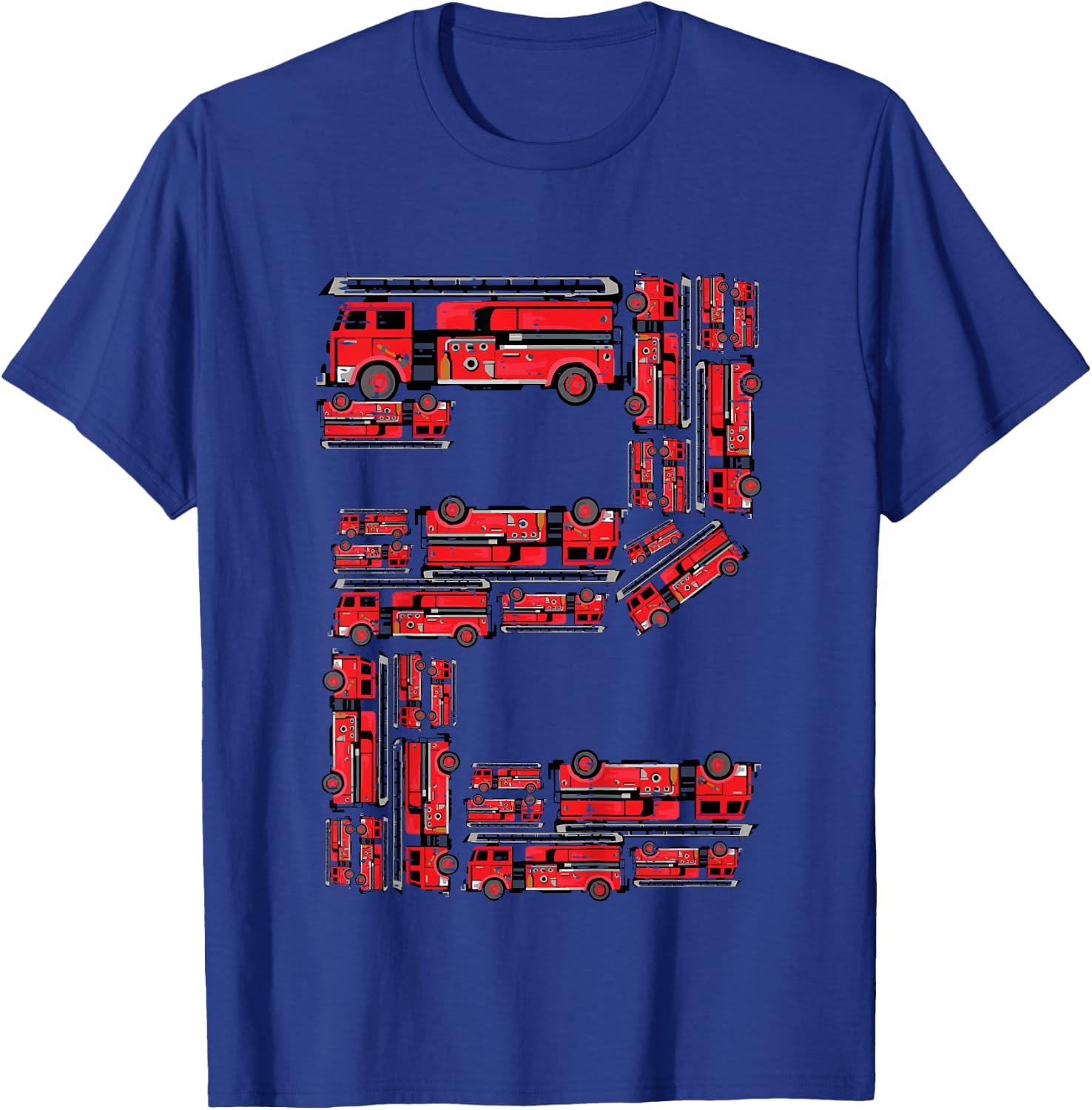 Kids 2nd Birthday Firetrucks 2 Years Old Bday Toddler Boys Kids T-Shirt - T-Shirt | Royal