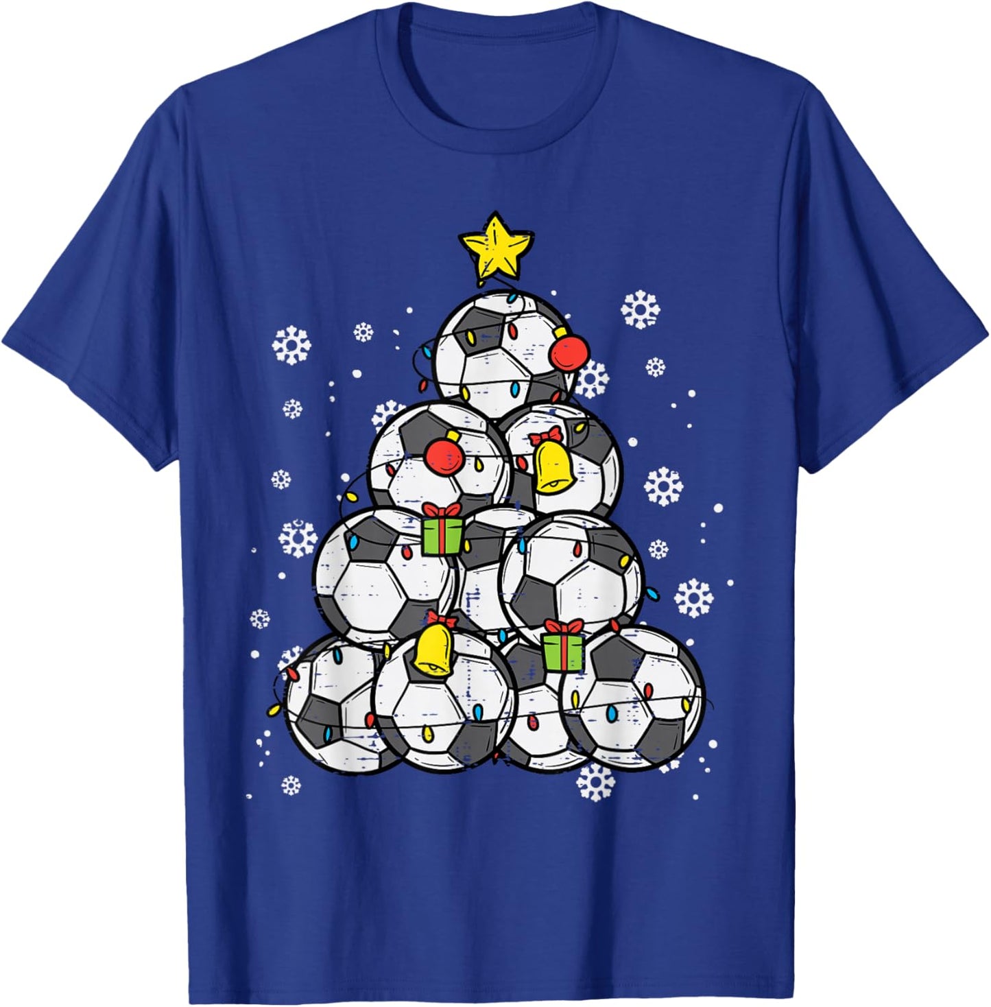 Soccer Christmas Tree Xmas Pajamas PJs Player Boys Girls T-Shirt - T-Shirt | Royal