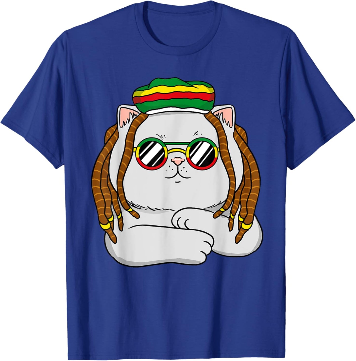 Rasta Cat Funny Kitten, Reggae Rastafarian Jamaican Pride T-Shirt - T-Shirt | Royal