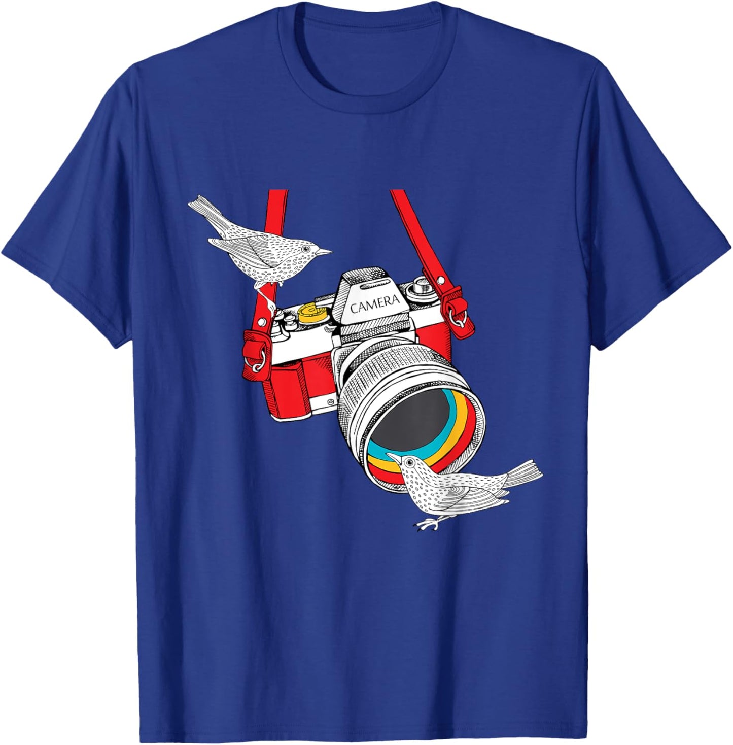 Birdology a Bird on a Vintage Camera for Bird Photographer T-Shirt - T-Shirt | Royal