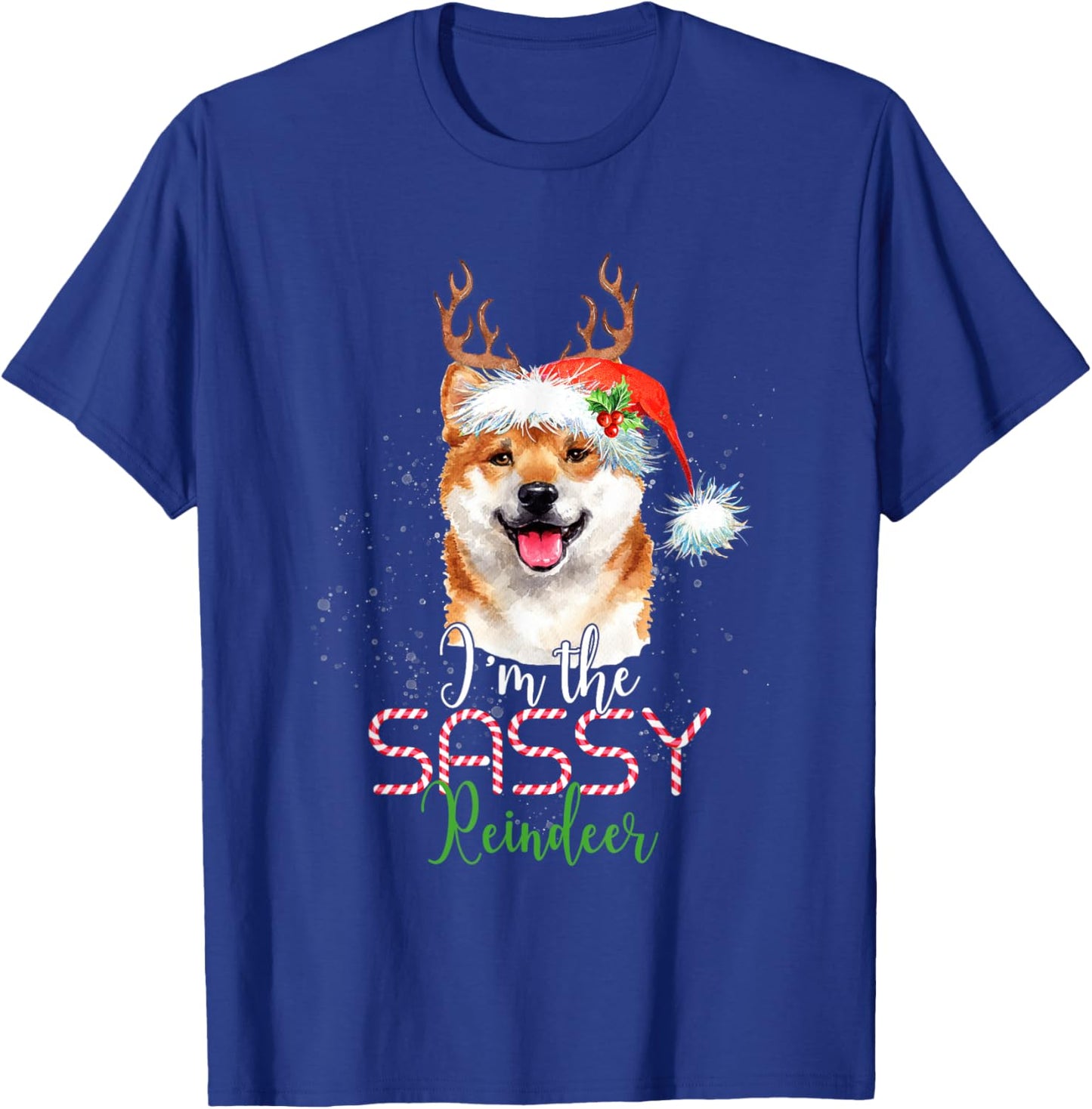Shiba Inu Christmas I'm The Sassy Reindeer Dog Lover T-Shirt - T-Shirt | Royal