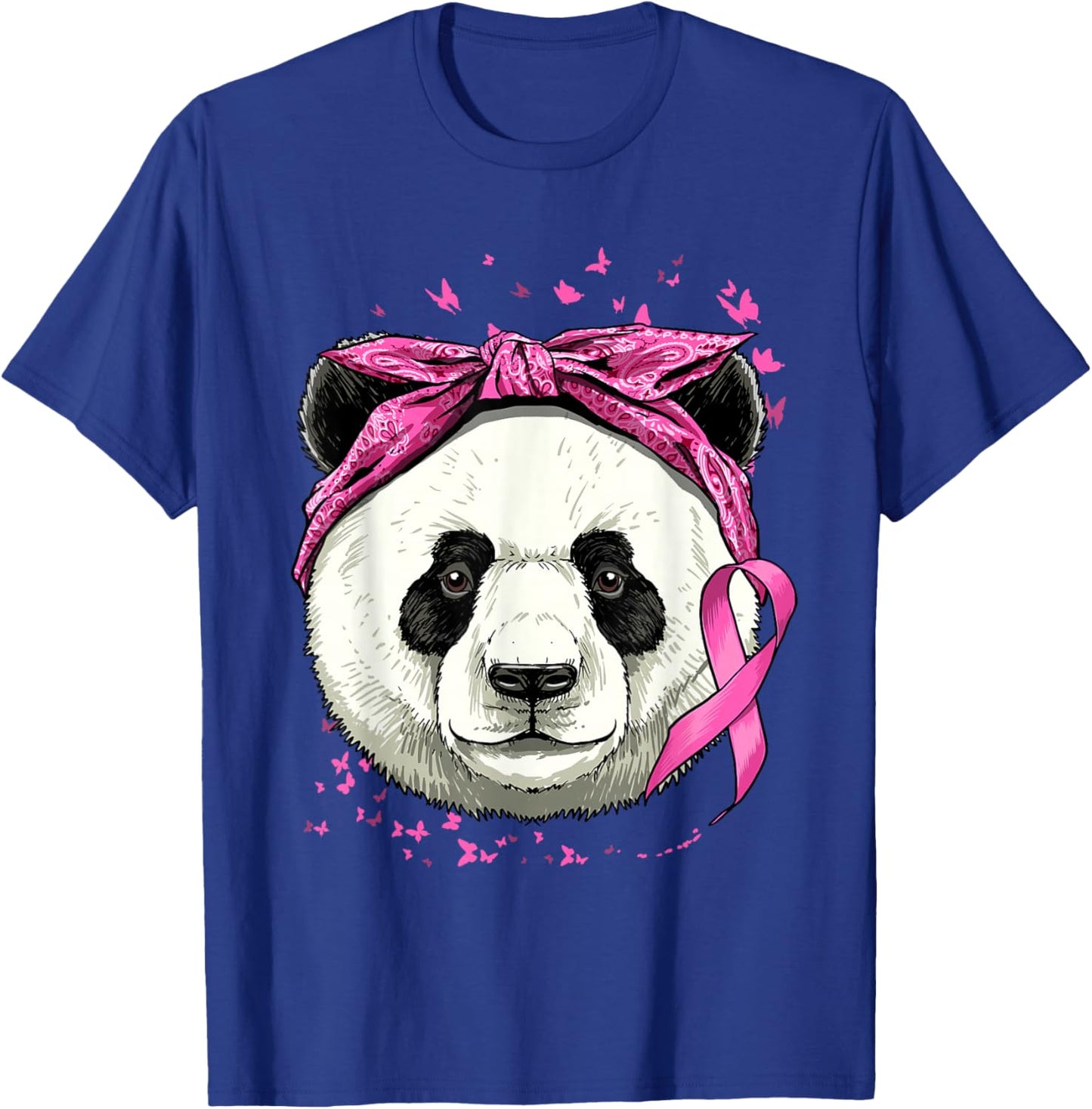 Panda Breast Cancer Awareness Pink Ribbon Cancer Survivor T-Shirt - T-Shirt | Royal