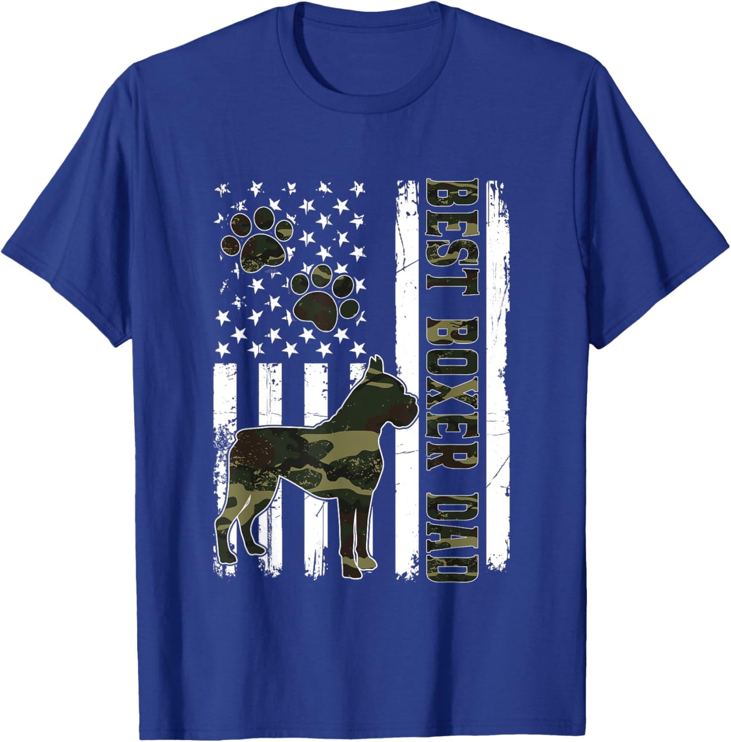 American Flag Best Boxer Dad Ever Dog Dad T-Shirt - T-Shirt | Royal
