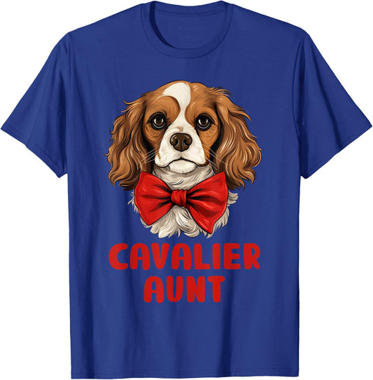 Cute Cavalier Aunt Dog Lover Gift Funny Puppy Cavalier Owner Women Girls Kids T-Shirt - T-Shirt | Royal