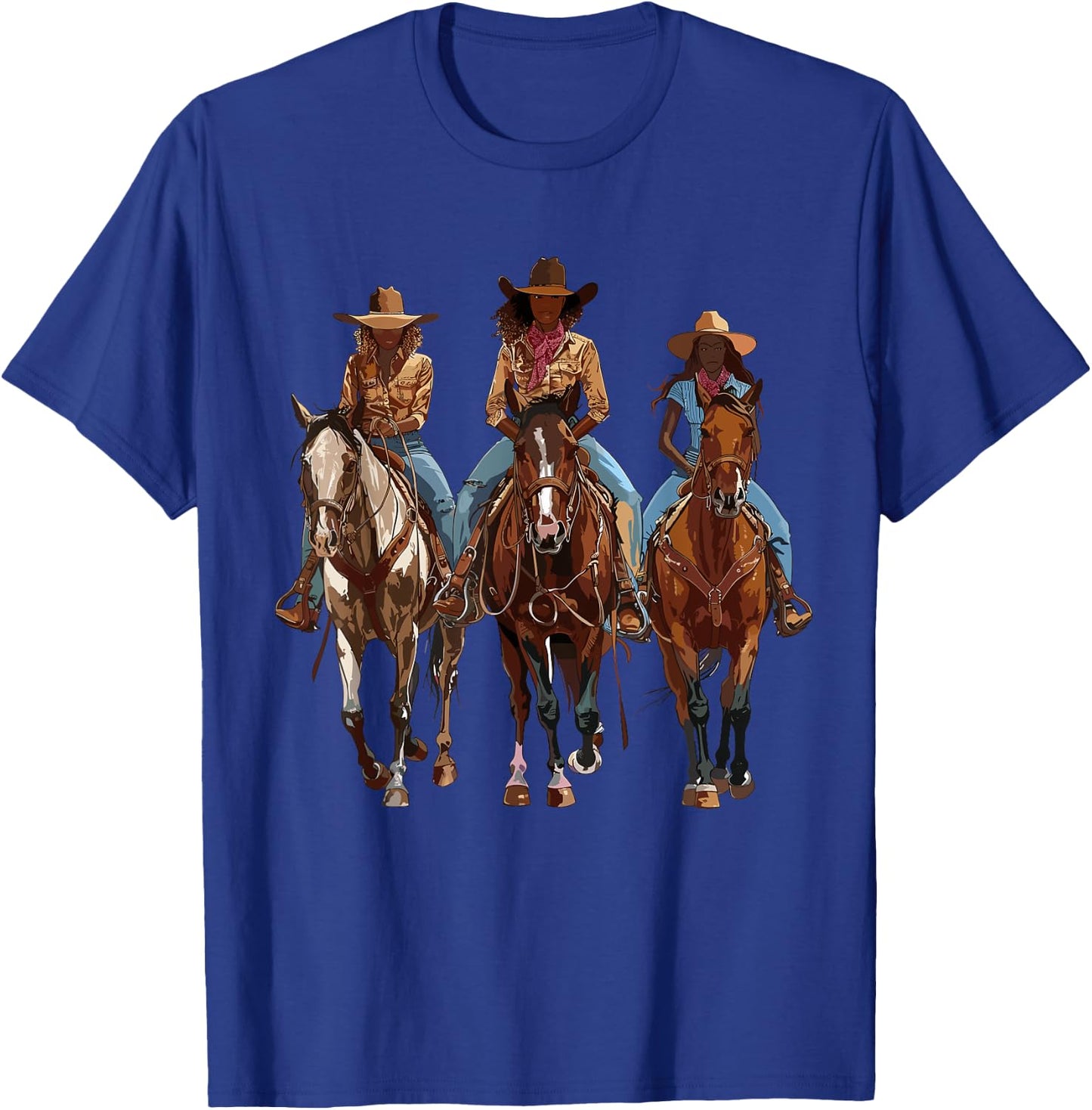 Black African American Cowgirl Western Country Texas Rodeo T-Shirt - T-Shirt | Royal