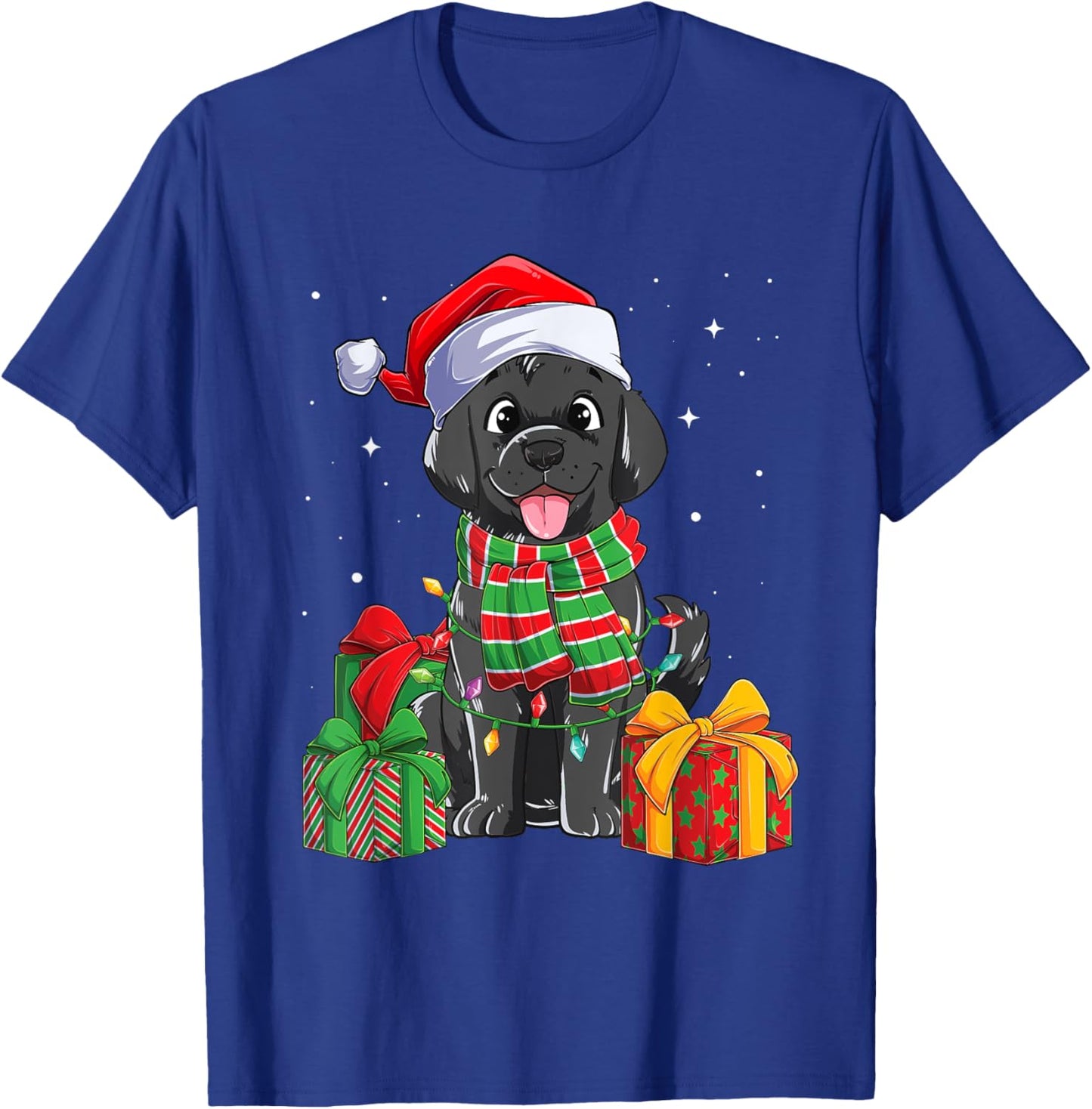 Black Labrador Retriever Christmas Lights Xmas Lab Dog Lover Men Women Kids T-Shirt - T-Shirt | Royal