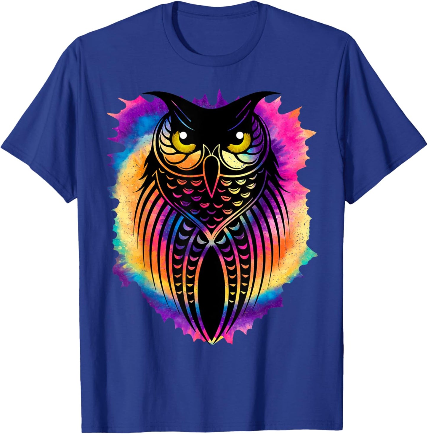Owl Tie-Dye Graphic | Gift Bird and Owl Lovers T-Shirt - T-Shirt | Royal