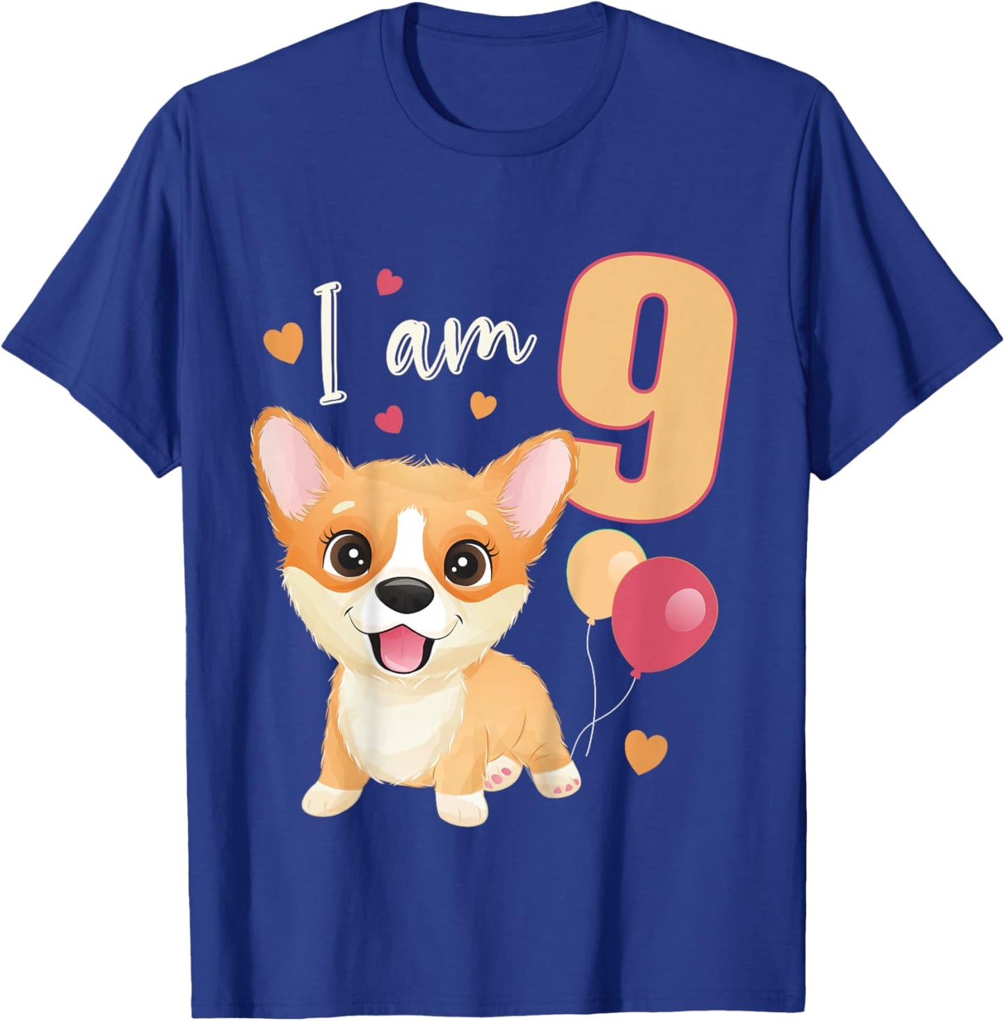 Kids 9 Years old 9 birthday outfit Boy girl Dog Corgi T-Shirt - T-Shirt | Royal