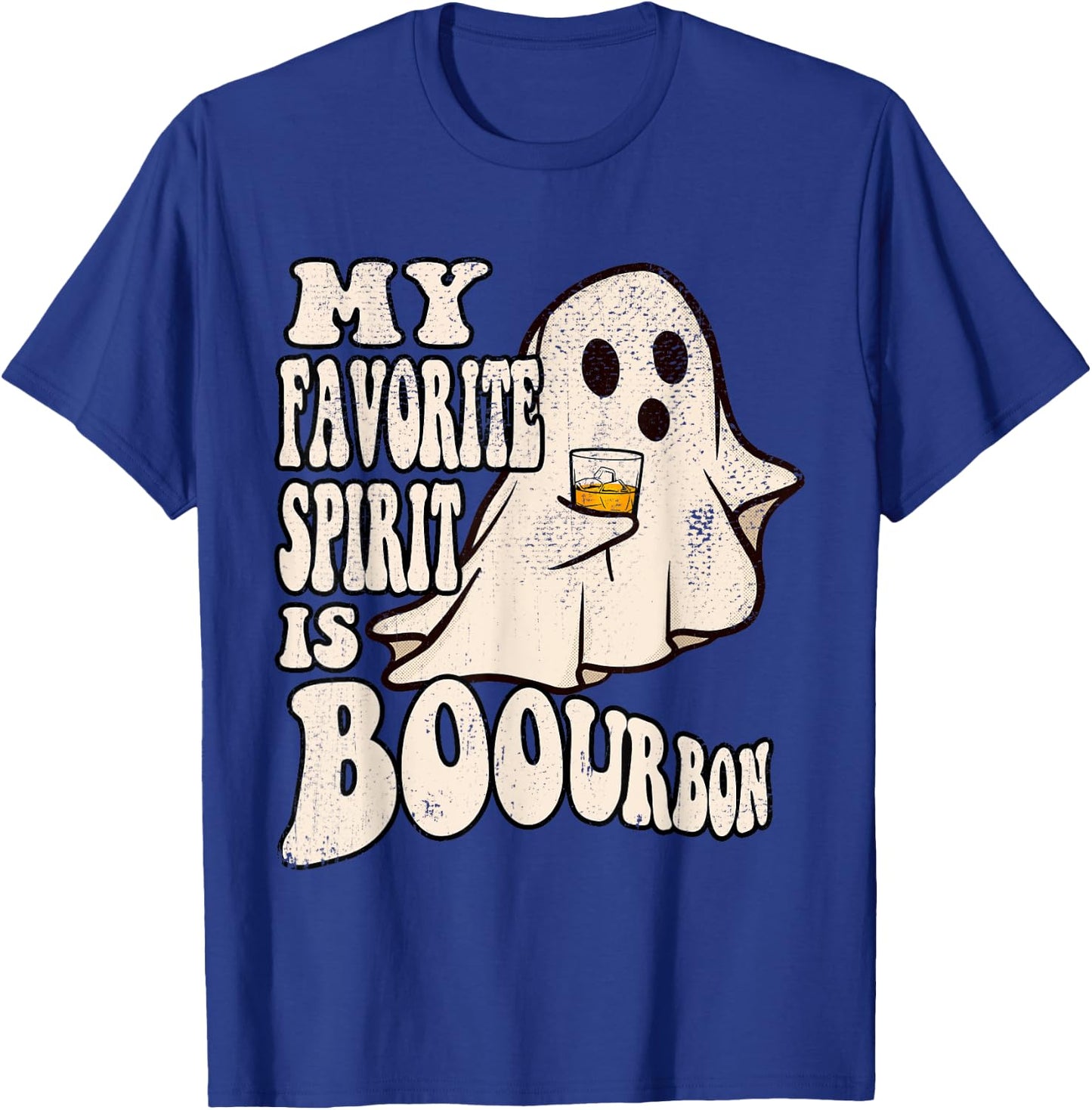 My Favorite Spirit is Boourbon Funny Ghost Halloween Costume T-Shirt - T-Shirt | Royal