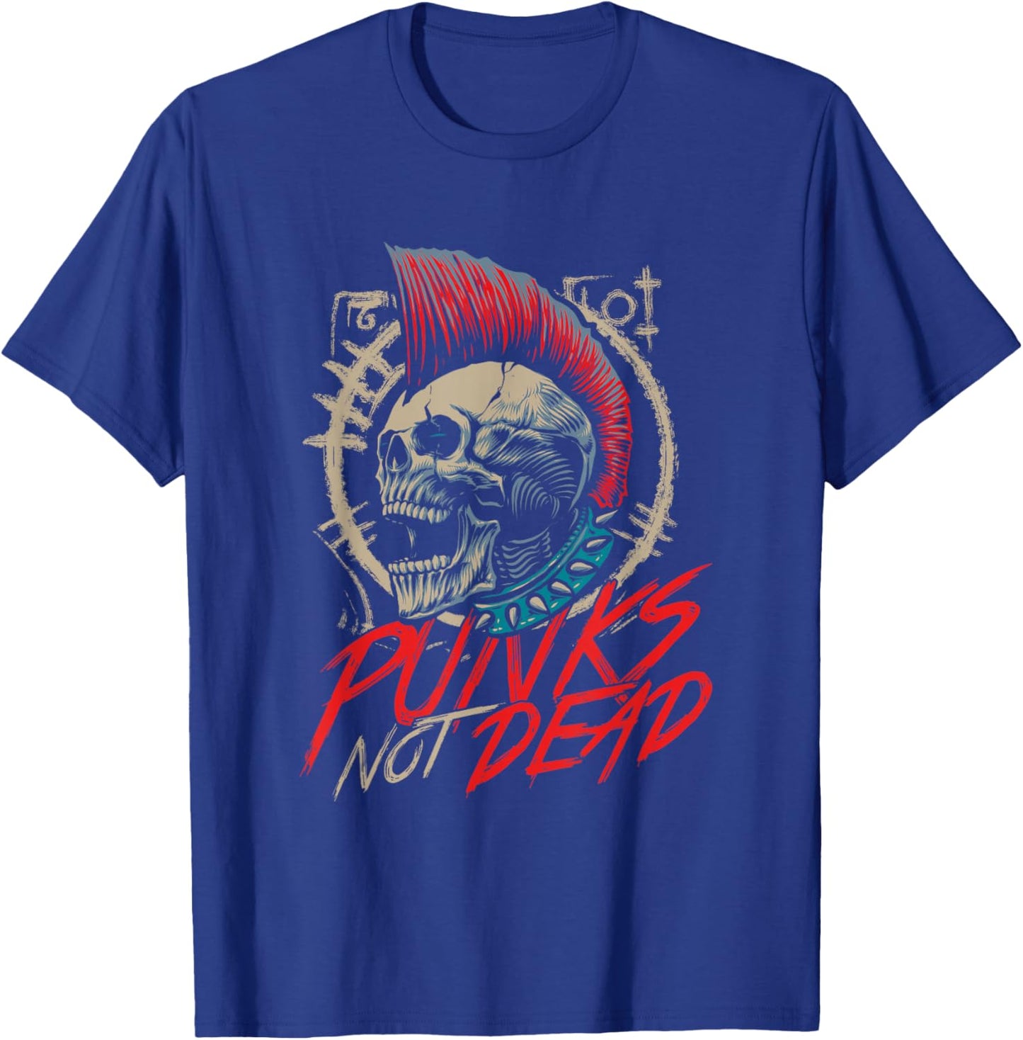 Punks Not Dead | Rocker Punker | Punk Rock Music T-Shirt - T-Shirt | Royal