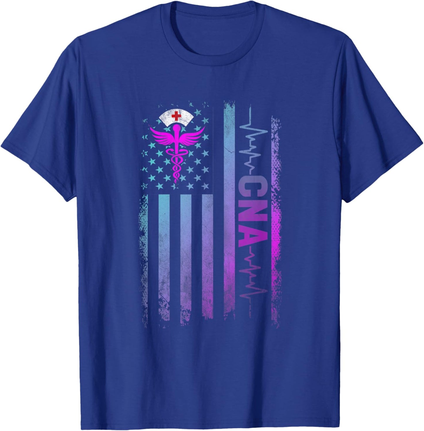 CNA Job Certified Nursing Assistant USA Flag Women Men T-Shirt - T-Shirt | Royal