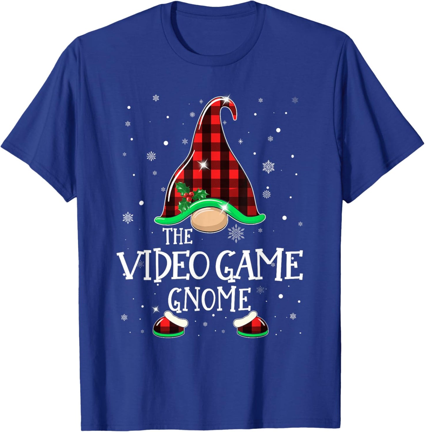 VIDEO GAME Gnome Buffalo Plaid Matching Christmas Pajama T-Shirt - T-Shirt | Royal