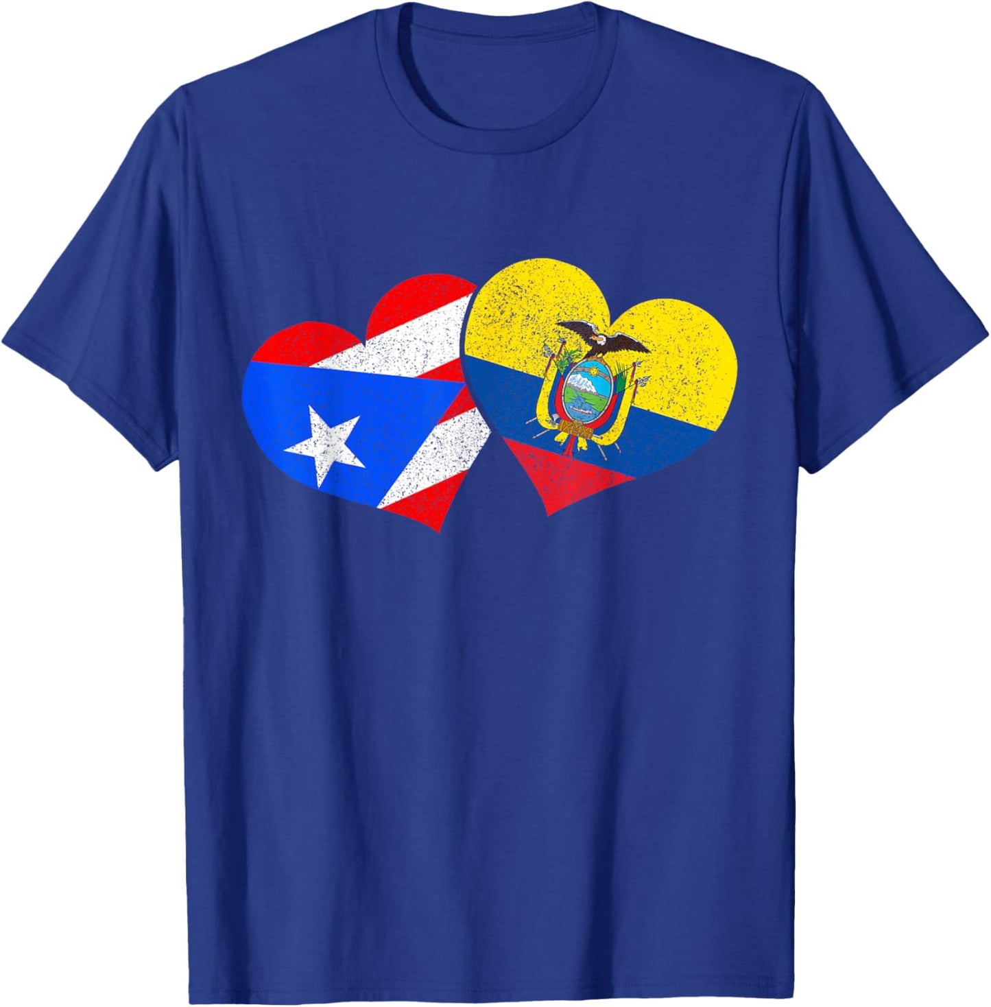 Puerto Rico & Ecuador Pride Heritage Puerto Rican Flag T-Shirt - T-Shirt | Royal