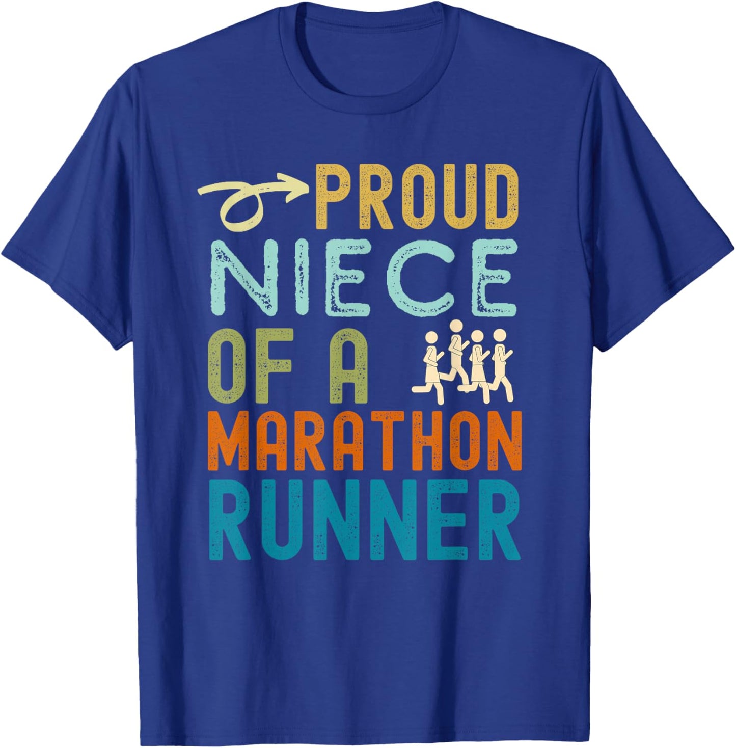 Proud niece of a marathon runner retro vintage distressed T-Shirt - T-Shirt | Royal