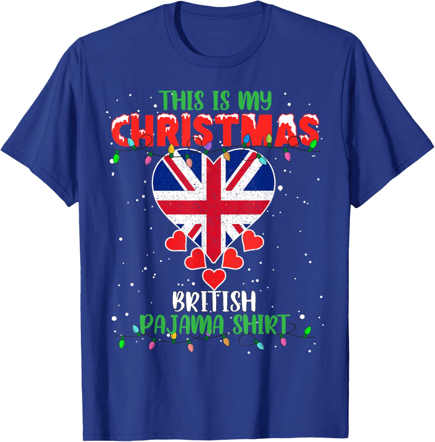 This Is My Christmas Lights Love British Flag Pajama T-Shirt - T-Shirt | Royal