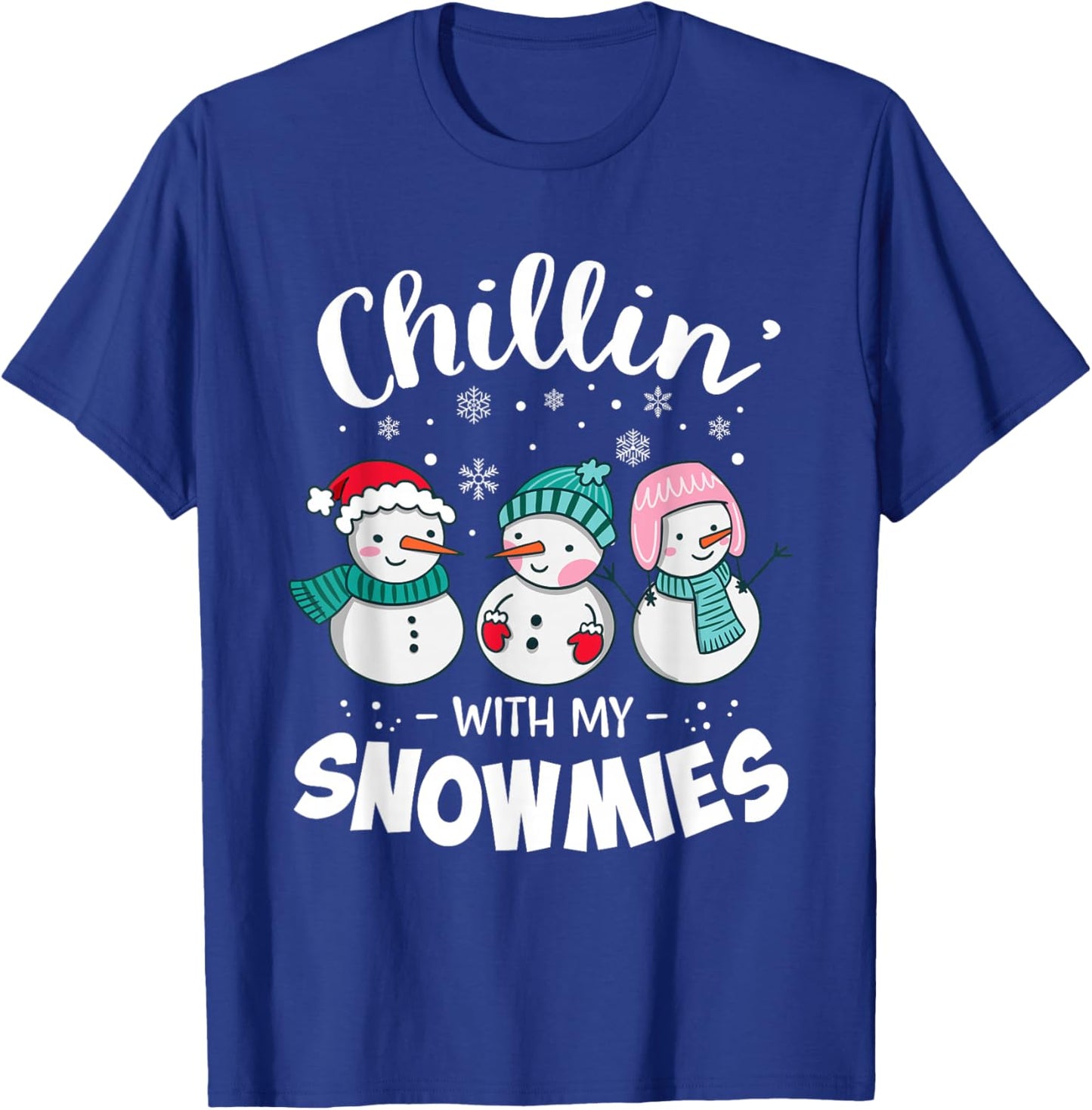 Chillin with My Snowmie Women Christmas Snowman Teacher Snow T-Shirt - T-Shirt | Royal