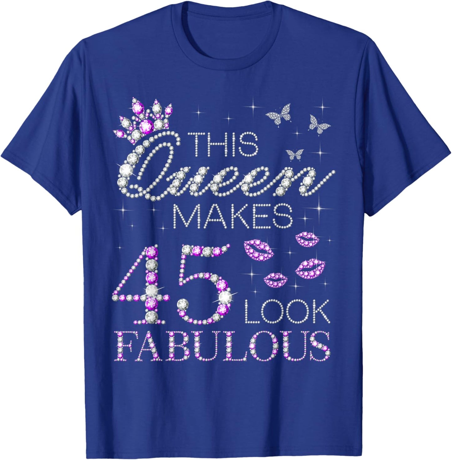 This Queen Makes 45 Look Fabulous 45th Birthday Purple Style T-Shirt - T-Shirt | Royal