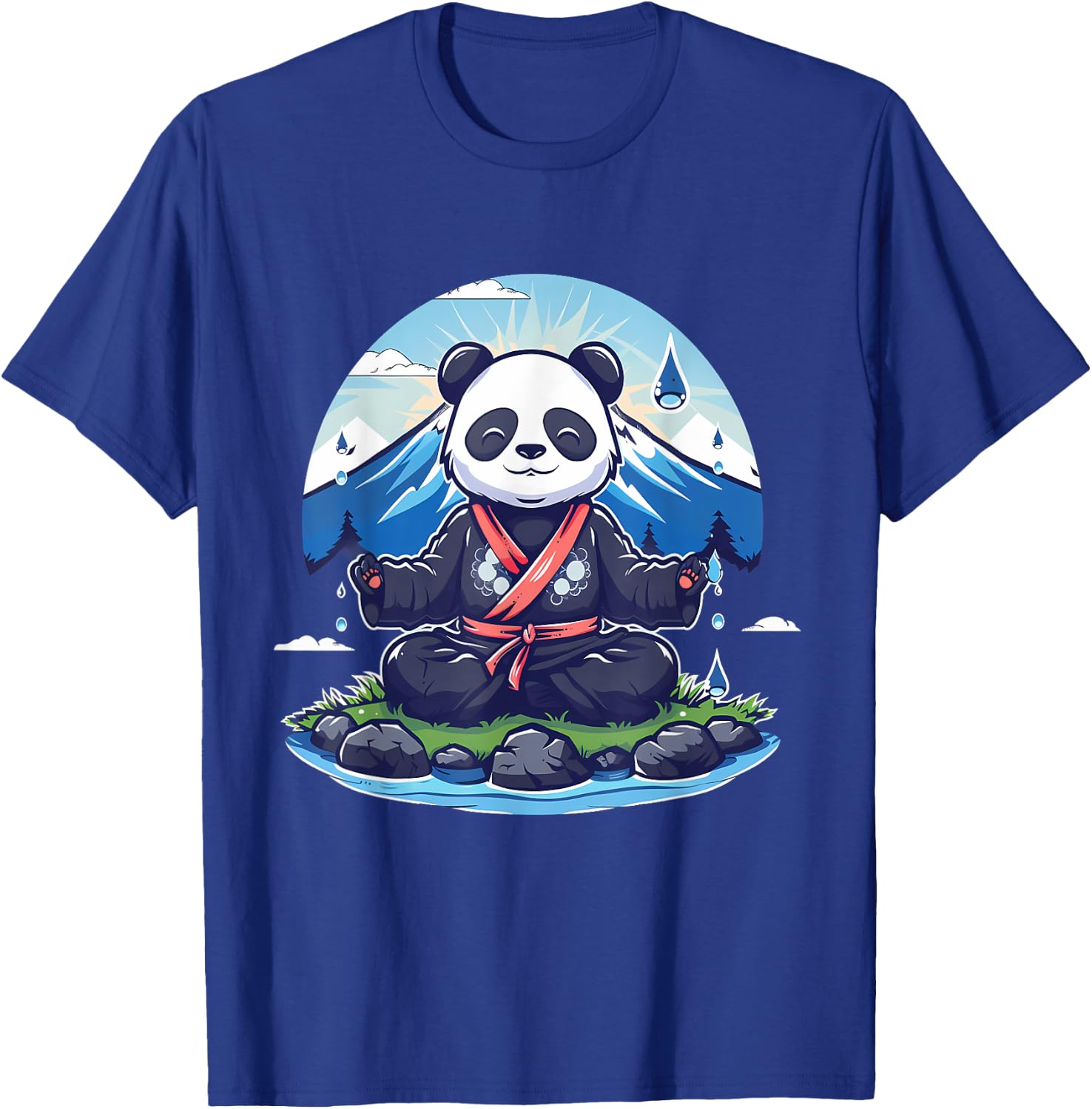 Meditation Panda Bear Drawing Spiritual Yoga Zen Buddha T-Shirt - T-Shirt | Royal