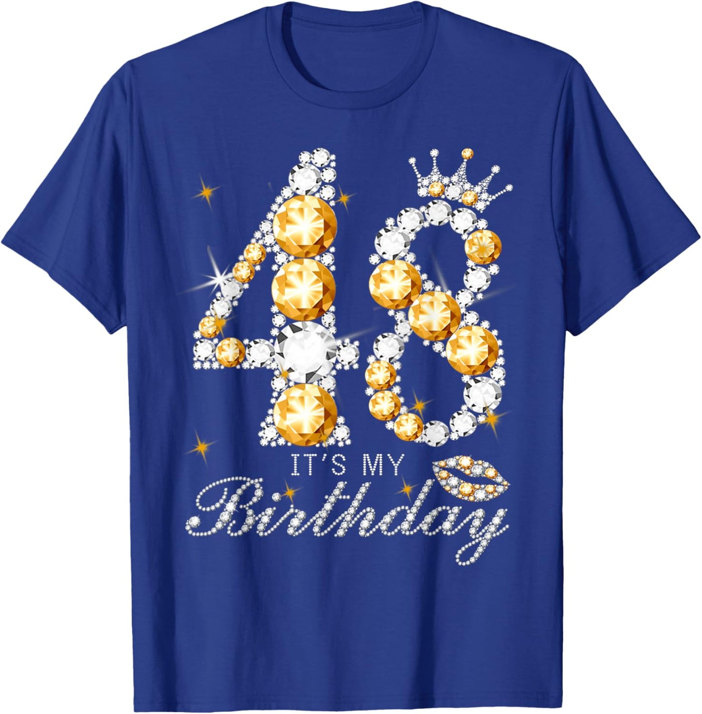 It's My 48th Birthday Queen 48 Years Old Shoes Crown Diamond T-Shirt - T-Shirt | Royal