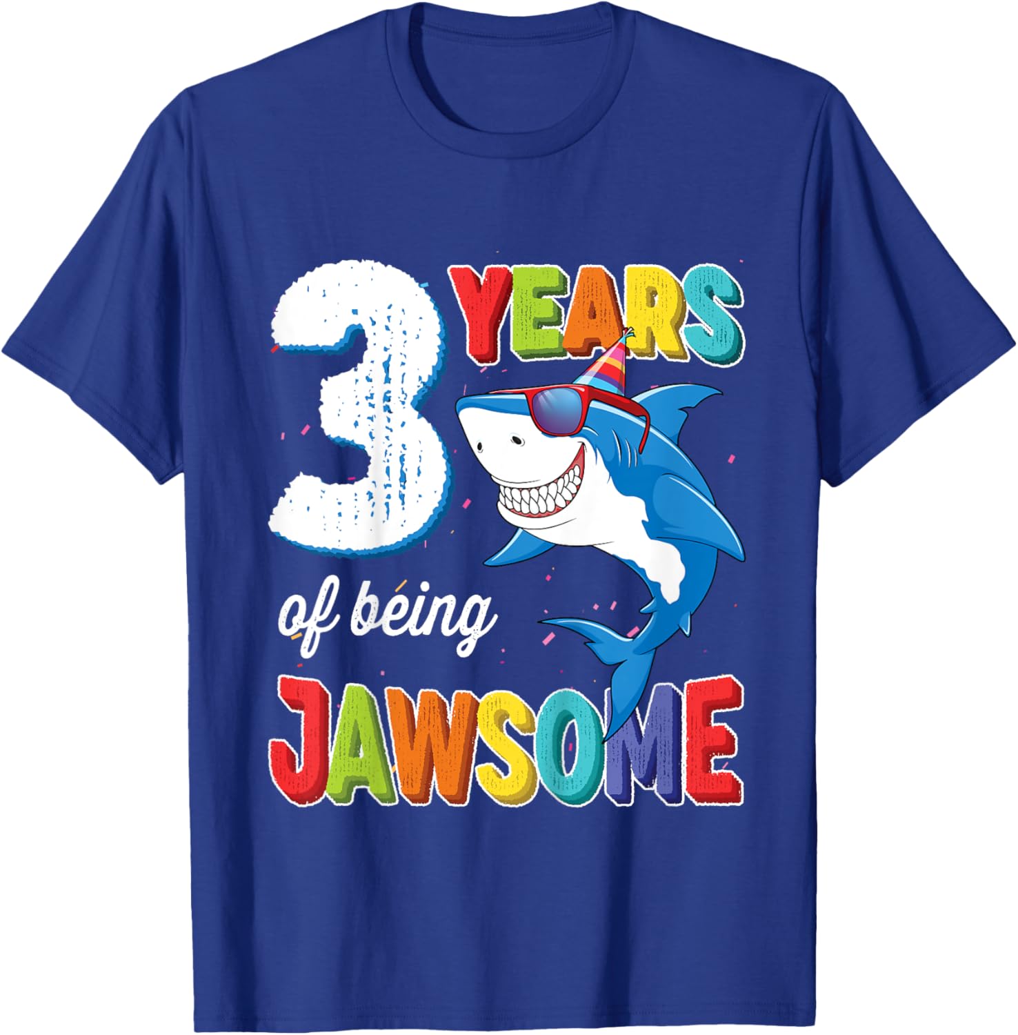 3 Year Old Toddlers Kids JawSome Shark 3rd Birthday T-Shirt - T-Shirt | Royal