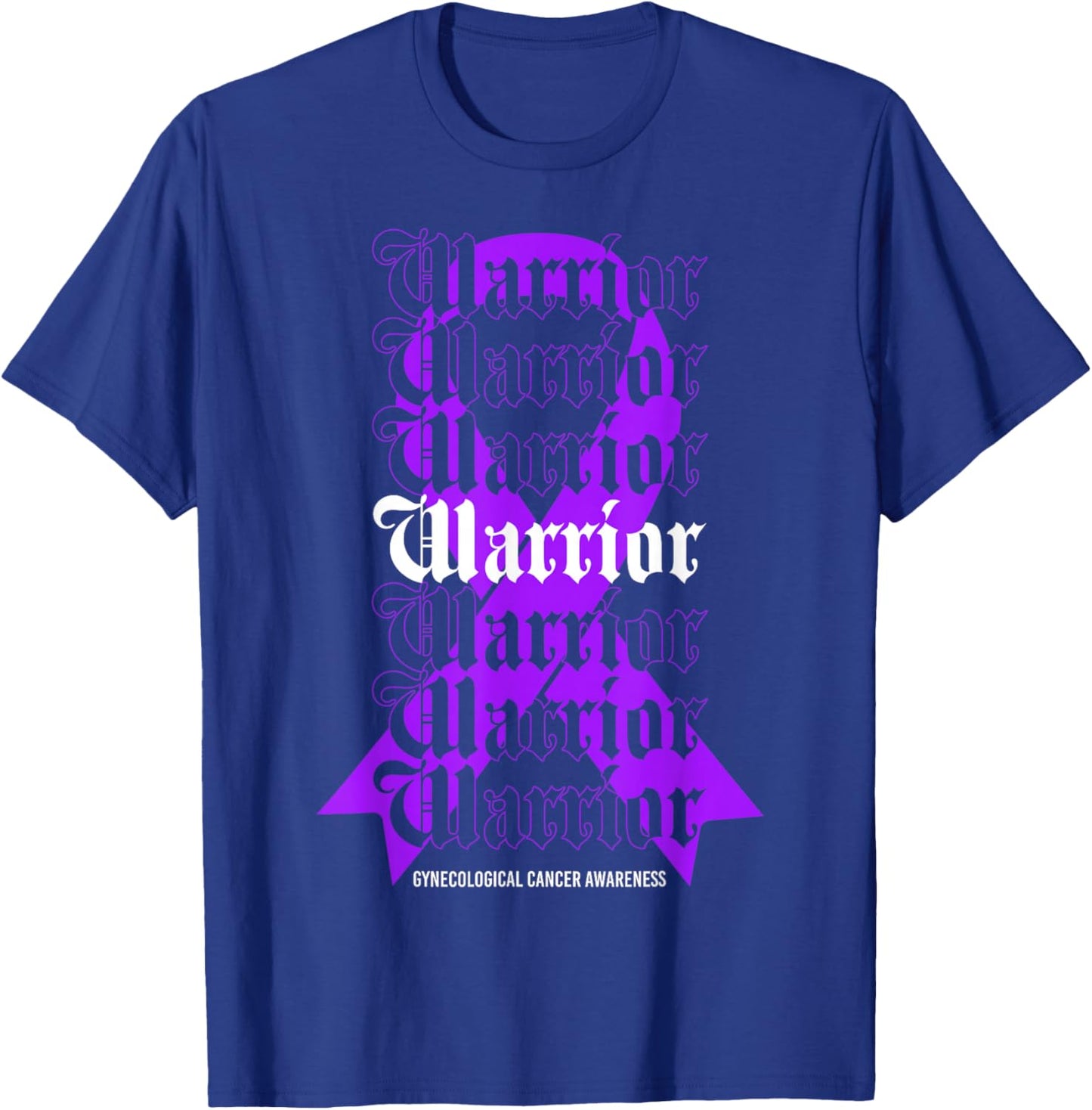Gynecological Cancer Awareness Warrior Purple Ribbon T-Shirt - T-Shirt | Royal
