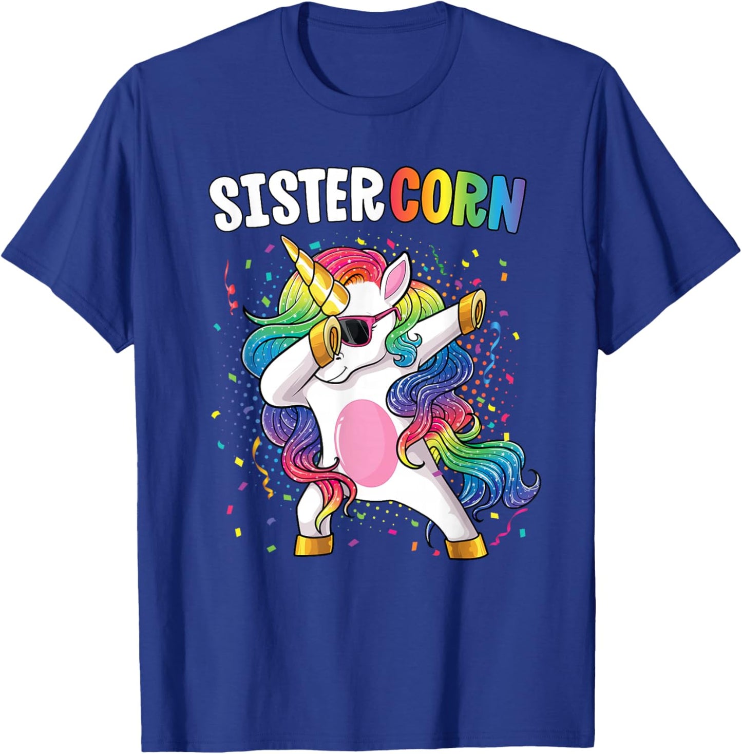 Sistercorn Girls' Shirt Unicorn Birthday Dabbing Sister T-Shirt - T-Shirt | Royal