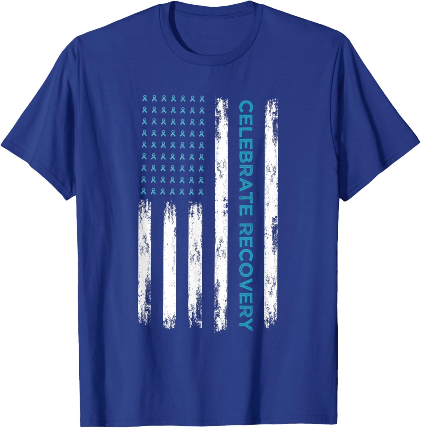 Drug Alcohol Addiction Recovery Celebrate Recovery USA Flag Women Men T-Shirt - T-Shirt | Royal