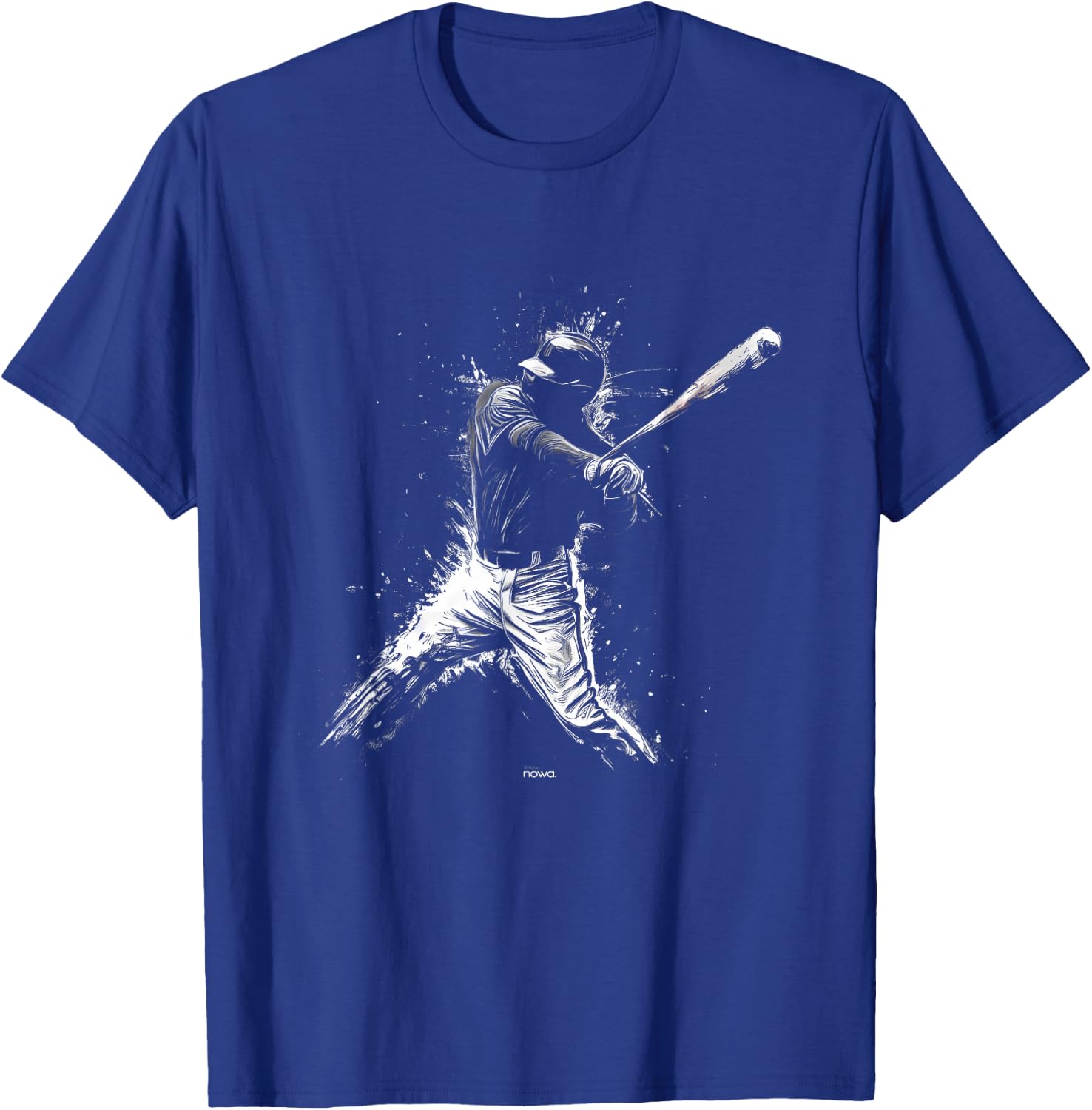 Baseball Left Handed Batter with Cap Hitting for Home Run T-Shirt - T-Shirt | Royal