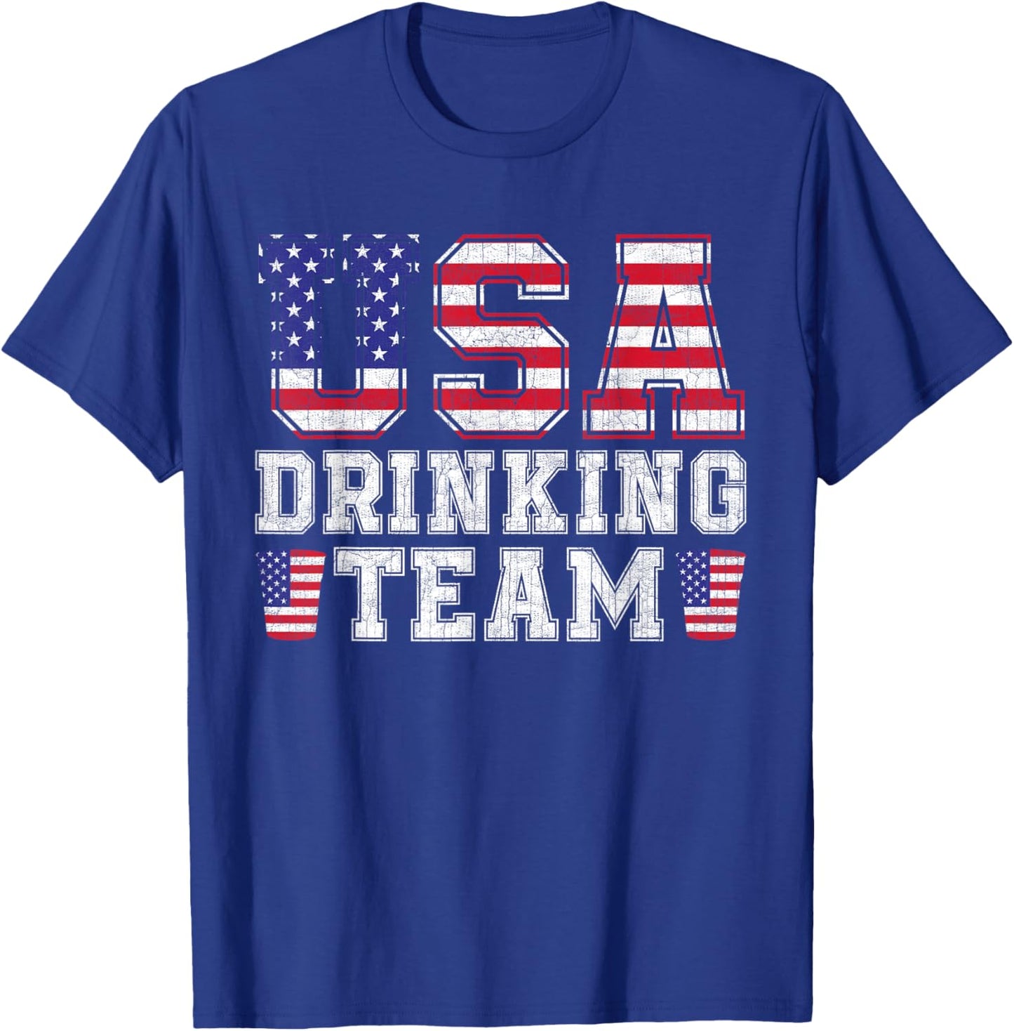 USA Drinking Team Funny Drinking Beer Lover 4th of July T-Shirt - T-Shirt | Royal