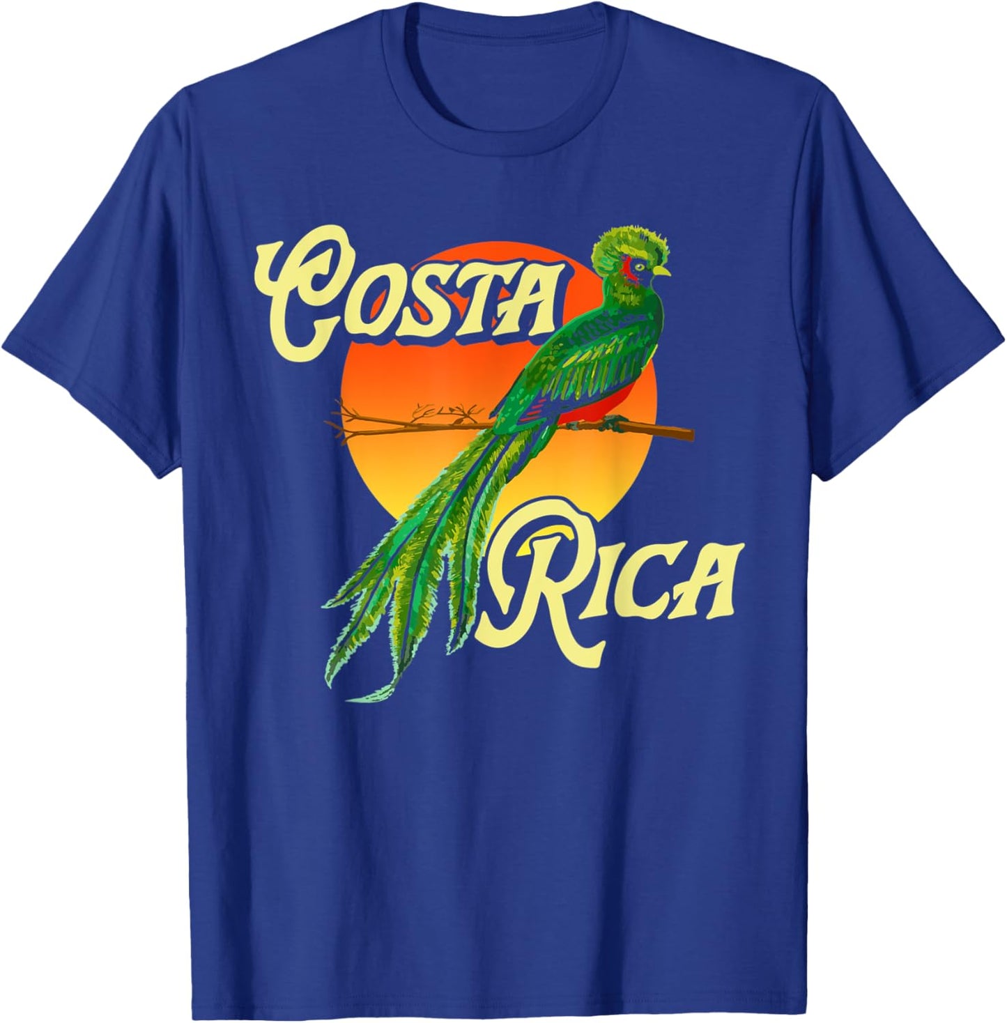 Costa Rica Resplendent Quetzal Bird Nature Sunset Retro T-Shirt - T-Shirt | Royal