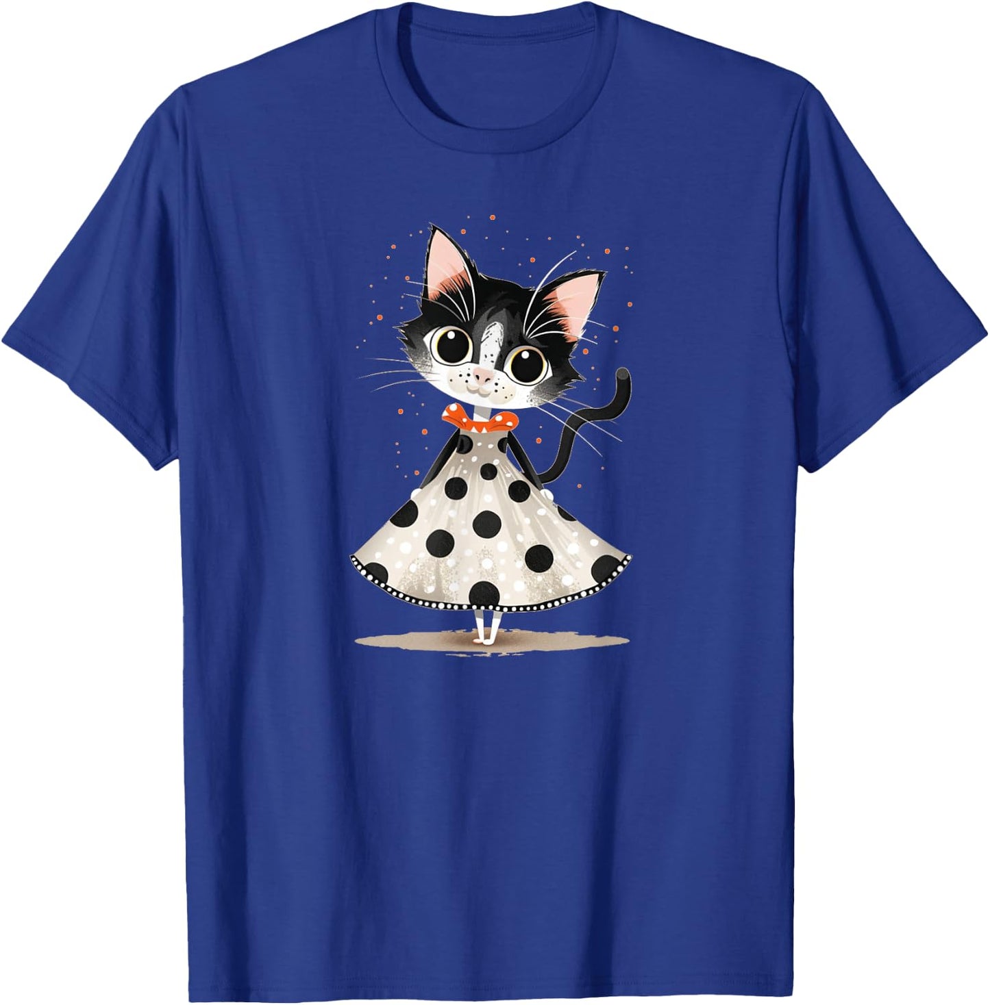 Pretty Cat in Dress for Polka Dot Costume Lovers T-Shirt - T-Shirt | Royal