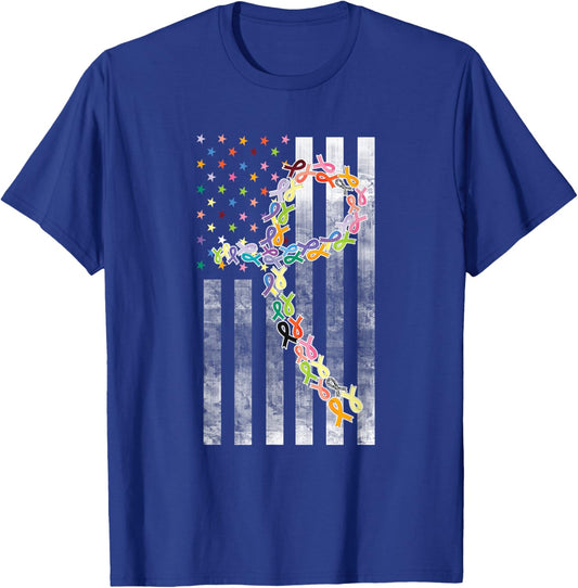 All Cancer Matters Awareness Day Ribbon Flag T-Shirt - T-Shirt | Royal