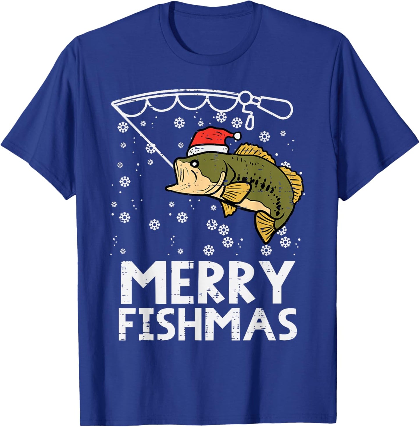 Merry Fishmas Fish Fishing Xmas Christmas Dad Men T-Shirt - T-Shirt | Royal