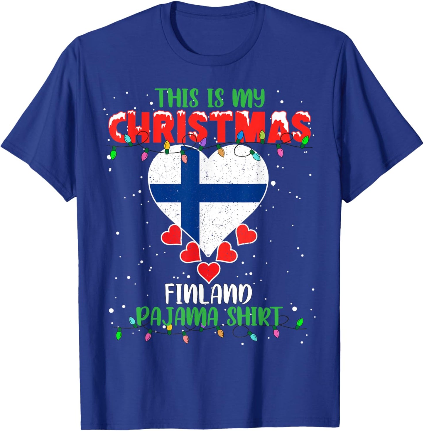 This Is My Christmas Lights Love Finland Flag Pajama T-Shirt - T-Shirt | Royal