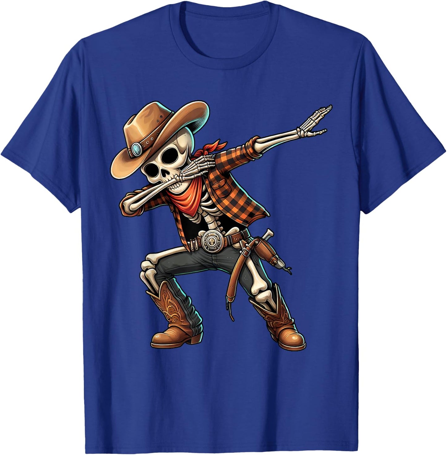 Dabbing Skeleton Cowboy Halloween Costume for Kids Boys Men T-Shirt - T-Shirt | Royal