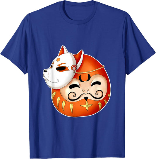 Daruma Fox Mask Bodhidharma Kawaii Anime Japanese Manga T-Shirt - T-Shirt | Royal