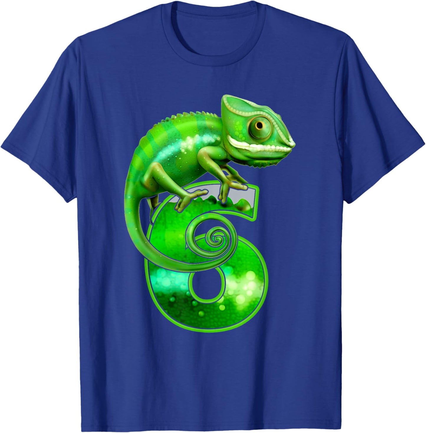 Kids 6 Years Old Lizard 6th Birthday Party Chameleon T-Shirt - T-Shirt | Royal