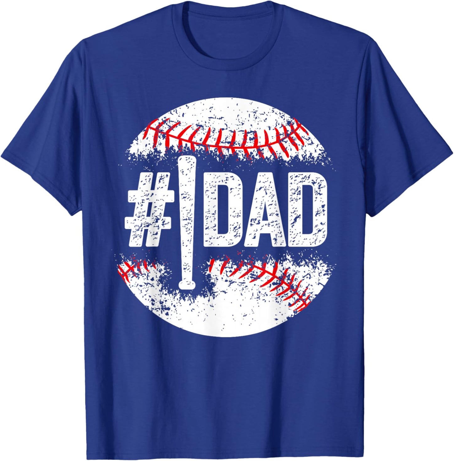 #1 Dad Baseball Number One Daddy Son Baseball Player T-Shirt - T-Shirt | Royal