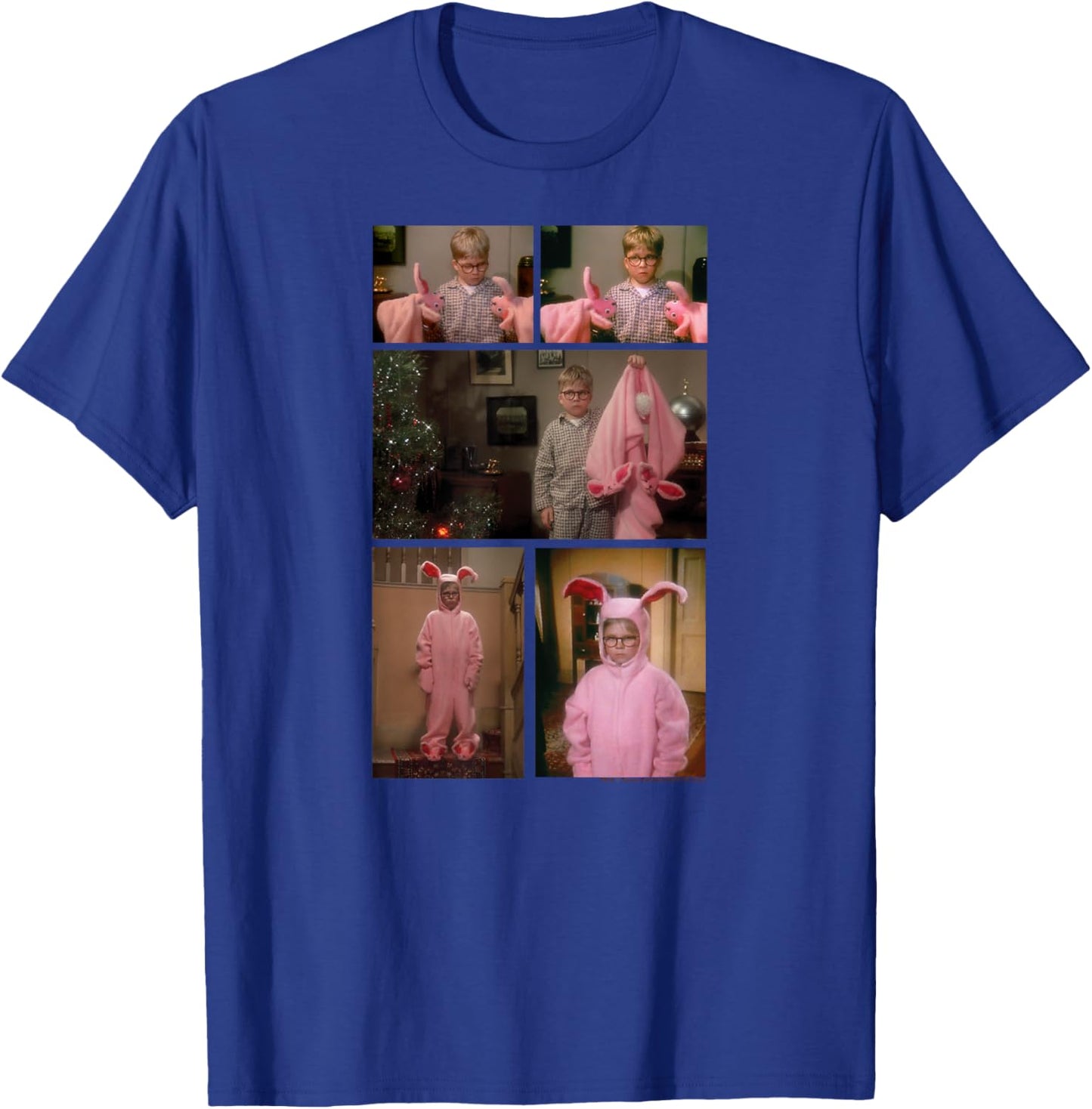 A Christmas Story Ralphie Bunny Suit Photo Collage Holiday T-Shirt - T-Shirt | Royal