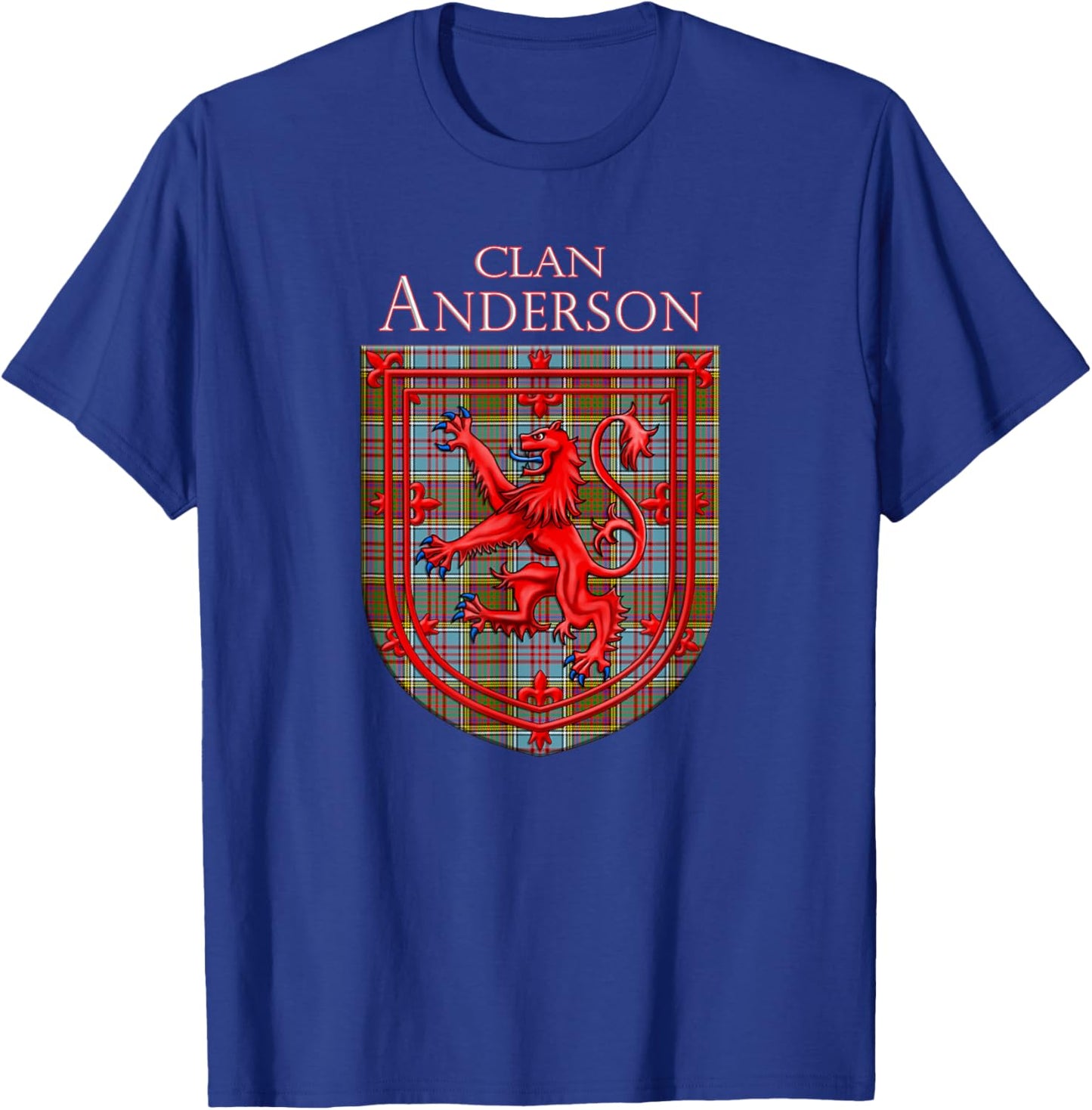 Anderson Tartan Scottish Plaid Lion Rampant T-Shirt - T-Shirt | Royal