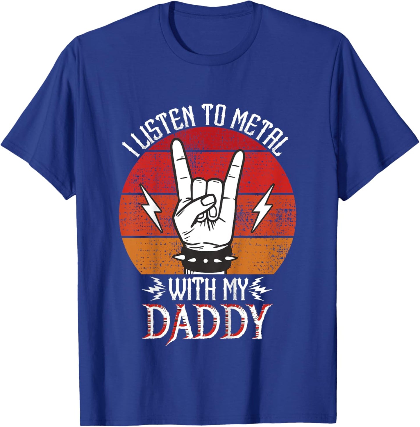 I Listen To Heavy Metal With My Daddy Kids Heavy Metal T-Shirt - T-Shirt | Royal