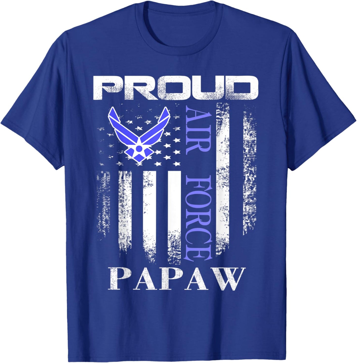 Vintage Proud Air Force Papaw With American Flag Gift T-Shirt - T-Shirt | Royal